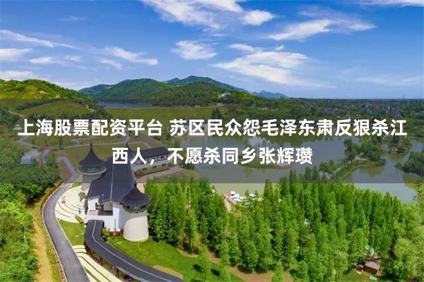 上海股票配资平台 苏区民众怨毛泽东肃反狠杀江西人，不愿杀同乡张辉瓒