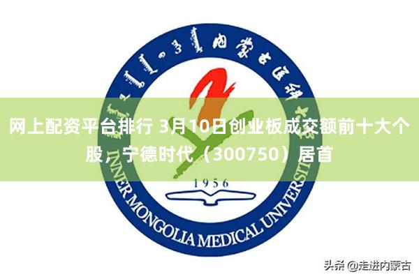 网上配资平台排行 3月10日创业板成交额前十大个股，宁德时代（300750）居首