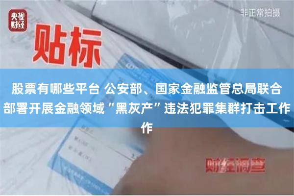 股票有哪些平台 公安部、国家金融监管总局联合部署开展金融领域“黑灰产”违法犯罪集群打击工作