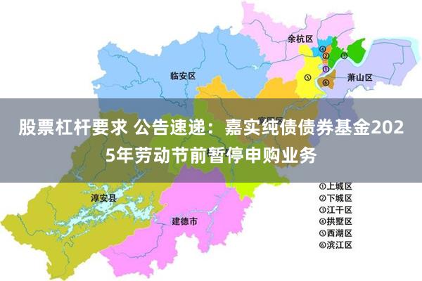 股票杠杆要求 公告速递：嘉实纯债债券基金2025年劳动节前暂停申购业务